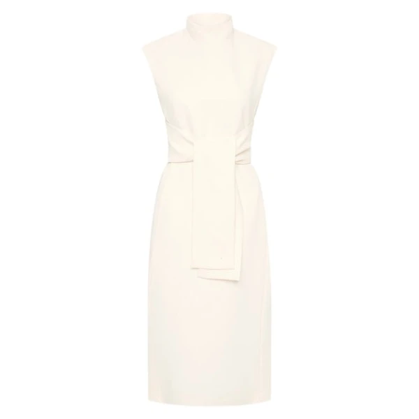 Ivory Crepe Striscia Dress