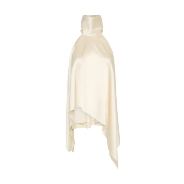 Ivory Satin Draped Halter Top