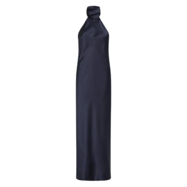 Midnight Satin Bias Dress