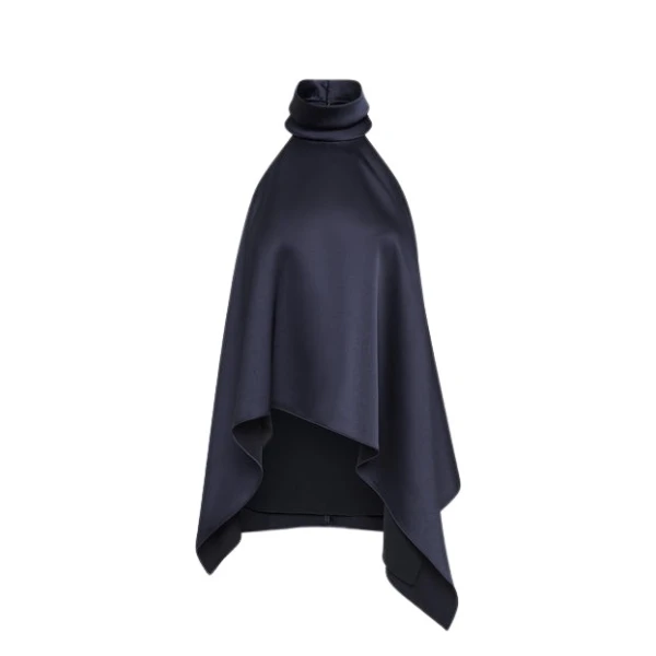 Midnight Satin Draped Halter Top