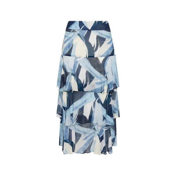 Painted Floral Georgette Tiered Skirt