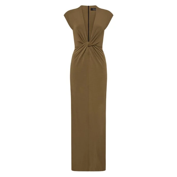 Palm Matte Jersey Plunge Dress