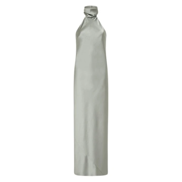 Silver Satin Bias Dress