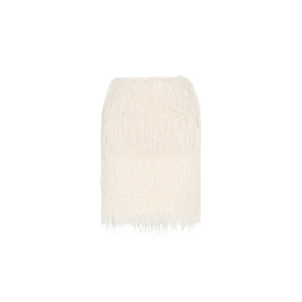 White Fringe Mini Skirt