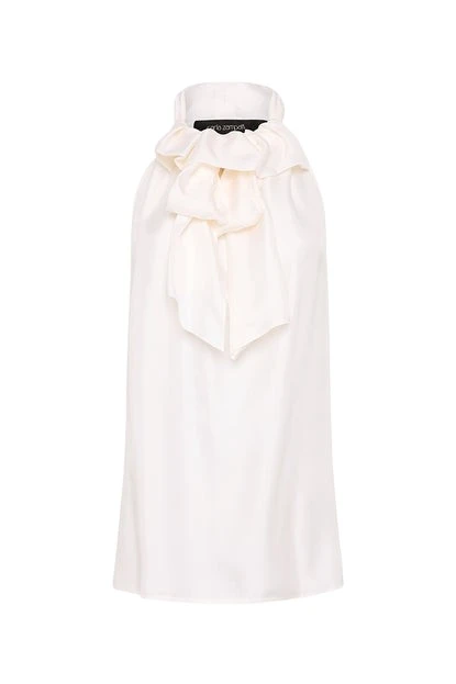 Carla-Zampatti-White-Silk-Twill-Ruffle-Top60257_nobg White Silk Twill Ruffle Top - Image 1