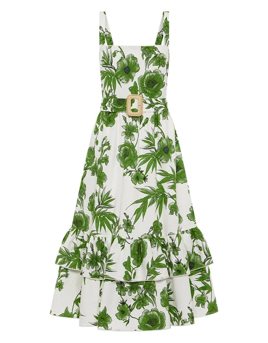 Borgo de Nor Dani Pique Midi Dress - Antigua Green Borgo de Nor