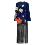 Borgo de Nor Daphne Crepe Mini Dress - Tree Of Life Navy Borgo de Nor