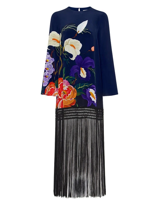 Borgo de Nor Daphne Crepe Mini Dress - Tree Of Life Navy Borgo de Nor