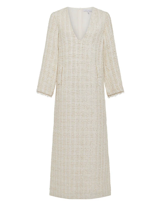 Borgo de Nor Eponine Tweed Maxi Dress - Cream Borgo de Nor