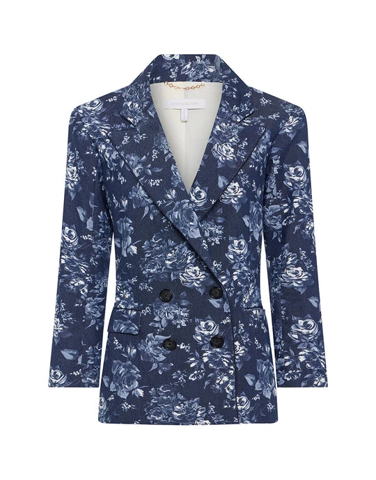 Borgo de Nor Quinn Denim Twill Jacket - Floral Navy Borgo de Nor
