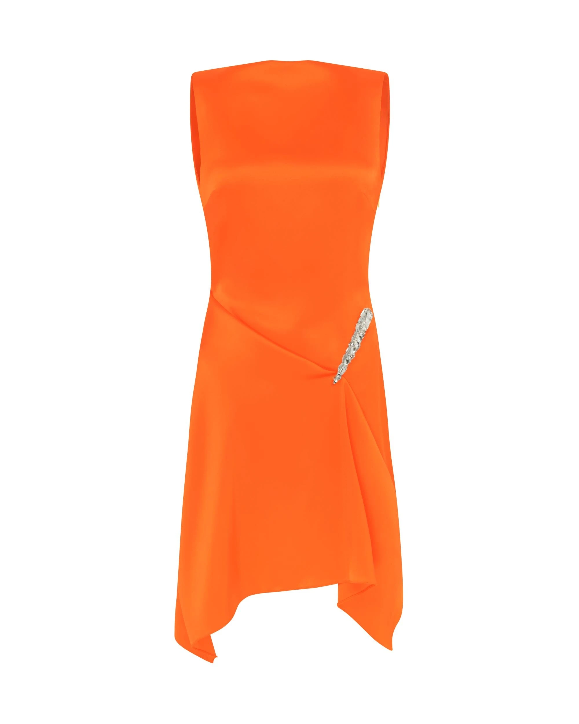 David Koma Crystal Claw Detail Sleeveless Dress In Orange David Koma Crystal Claw Detail Sleeveless Dress In Orange