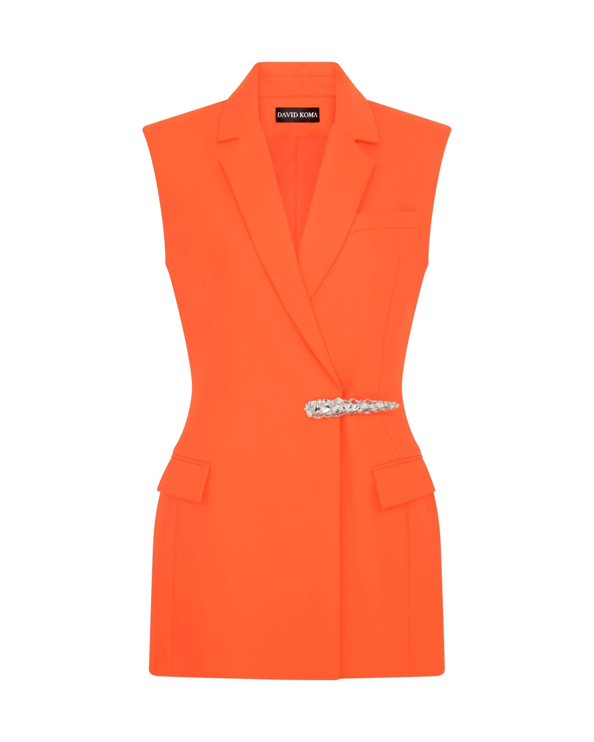 David Koma Crystal Claw Detail Tailored Jacket Dress David Koma Crystal Claw Detail Tailored Jacket Dress