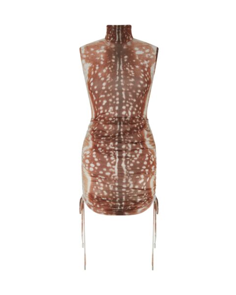 David Koma Deer Hide Print Rushed Mini Dress