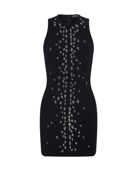 David Koma Speckled Crystal Embroidery Jersey Mini Dress