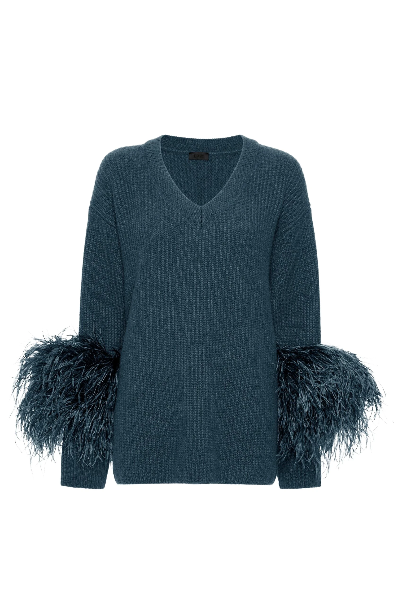 Lapointe-Cashmere-V-Neck-Sweater-With-Feathers-6-scaled32965_nobg Lapointe Knitwear luxury Clothing from Luxury Handbags Marketplace