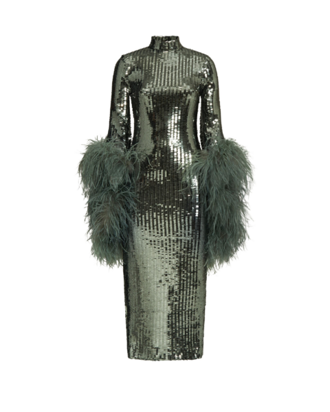 Metallic Feather Dress luxury Clothing from  Luxury Handbags Marketplace