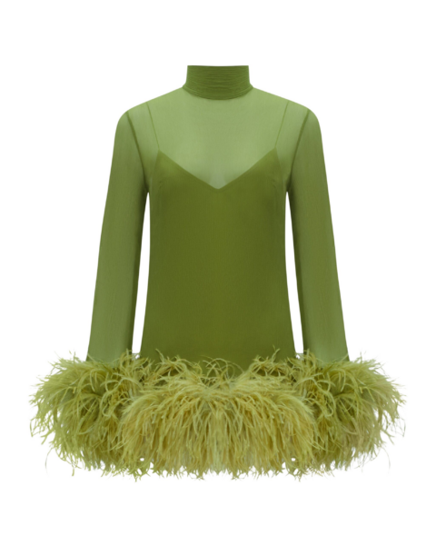 Green Feather Dress luxury Clothing from  Luxury Handbags Marketplace