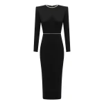 Alex-Perry-Crystal-Trimmed-Long-Sleeve-Dress-in-Satin78258_nobg Alex Perry Dresses luxury Clothing from Luxury Handbags Marketplace