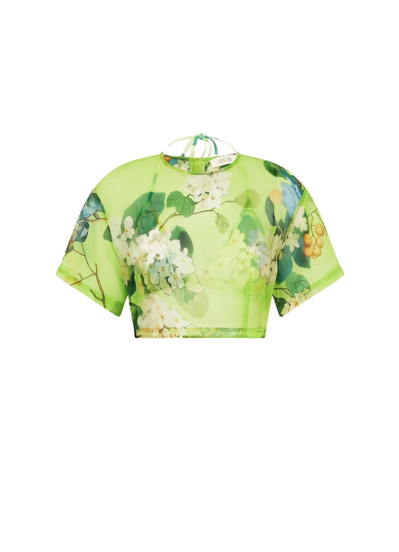 Leo-Lin-Indie-Sleeve-Top-Hydrangea-Print-in-Lime75806_nobg Leo Lin Tops luxury Clothing from Luxury Handbags Marketplace