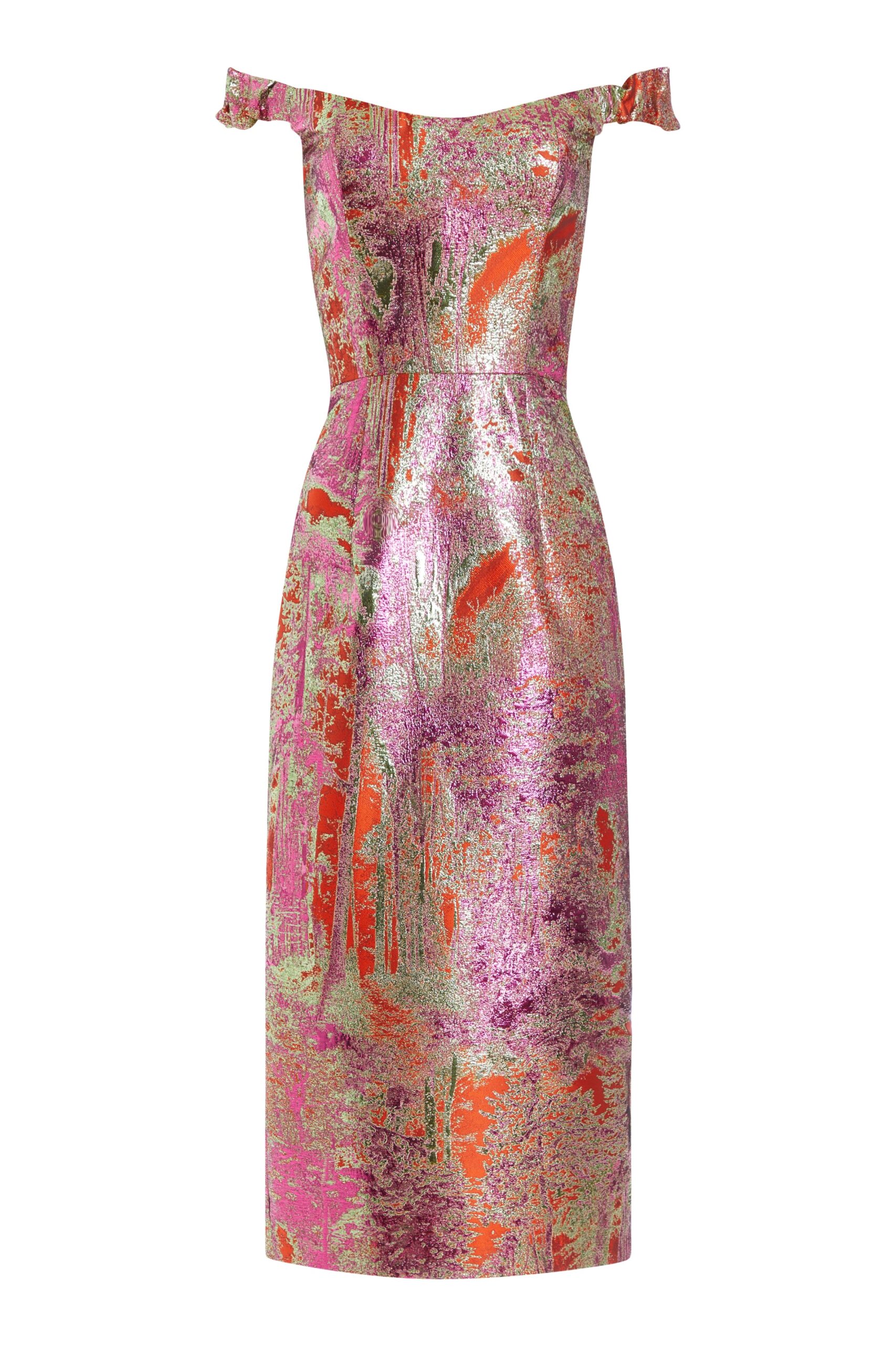 Markarian Amina Metallic Brocade Midi Dress Markarian