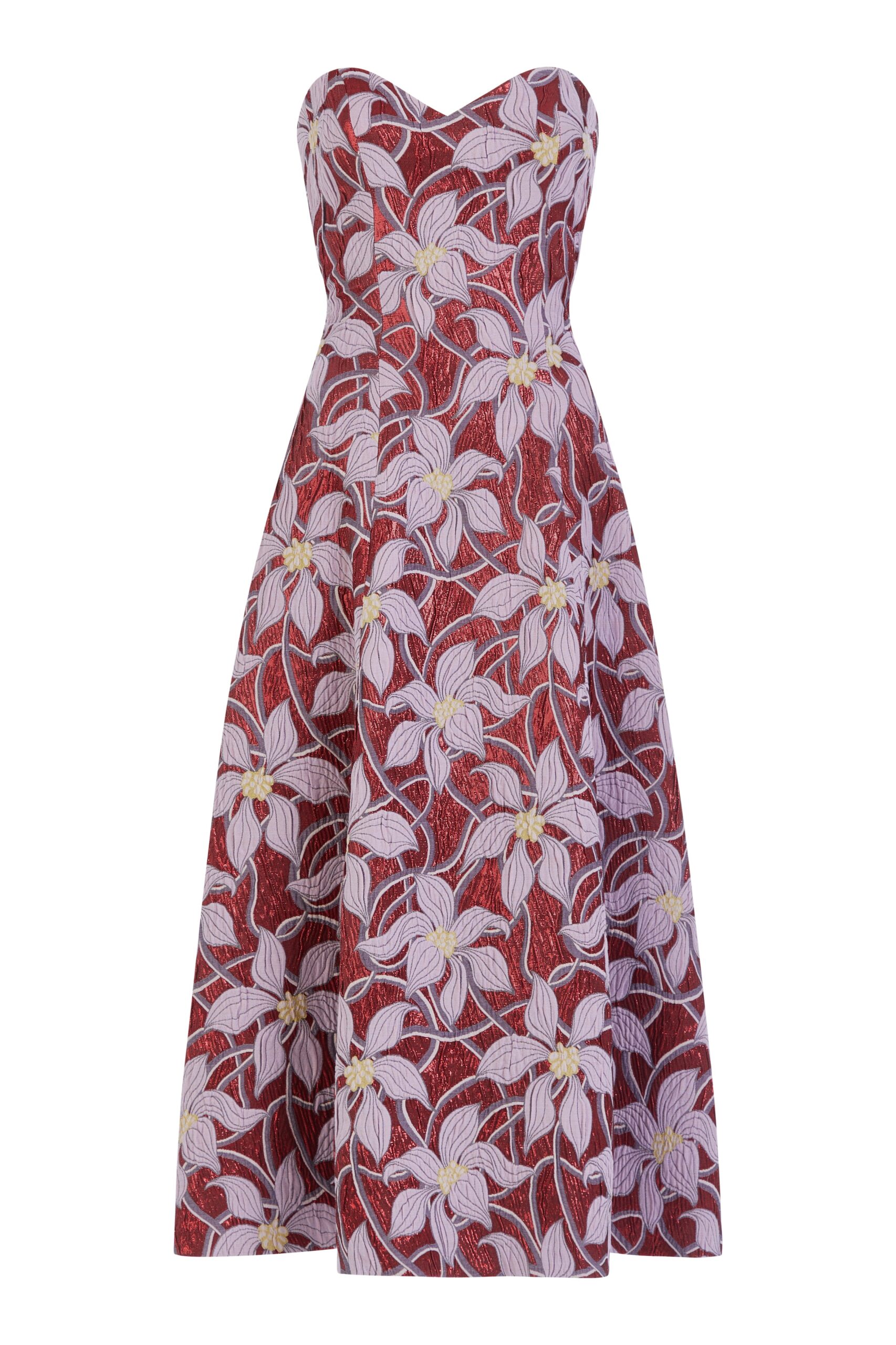 Markarian Annalisa Metallic Floral Brocade Midi Dress Markarian