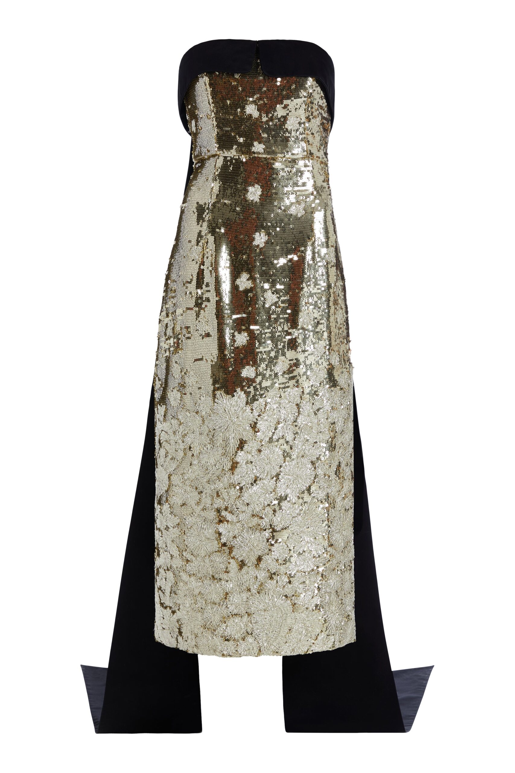 Markarian Isabetta Gold Floral Sequin Dress Markarian