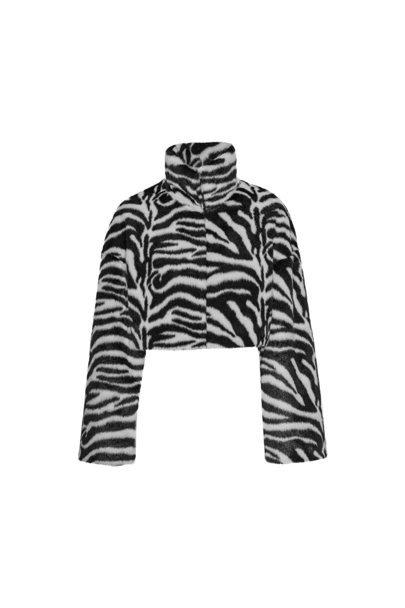 Rotate-Birger-Christensen-Faux-Fur-Crop-Jacket-Zebra-Print33936_nobg Rotate Black Knitwear luxury Cardigan from Luxury Handbags Marketplace