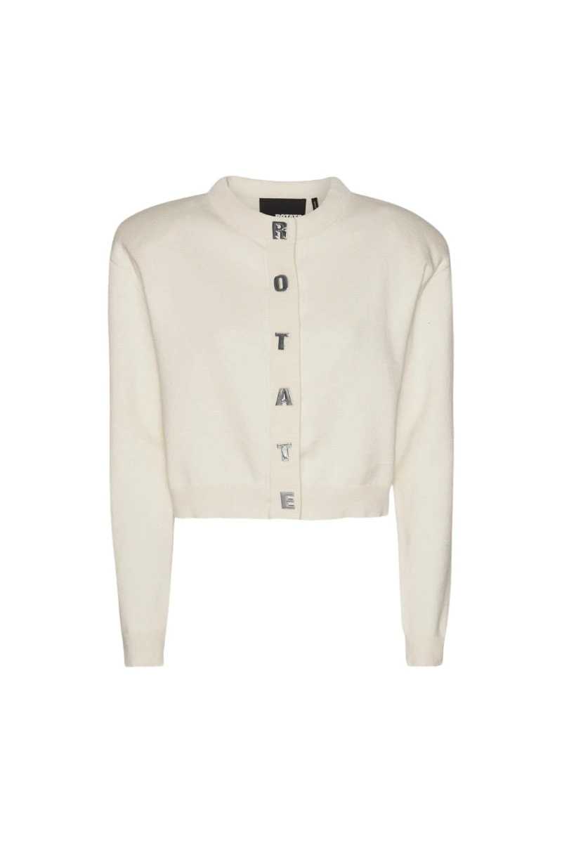 Rotate-Birger-Christensen-Firm-Knit-Cardigan-Egret85490_nobg Rotate Ivory Knitwear luxury Cardigan from Luxury Handbags Marketplace