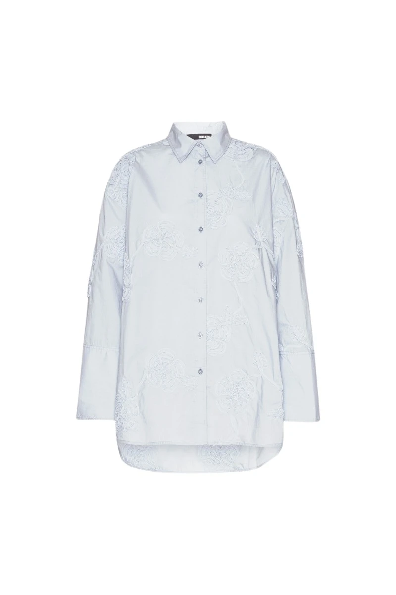 Rotate-Birger-Christensen-Flower-Oversized-Shirt-Light-Blue86025_nobg Rotate Blue Tops luxury Clothing from Luxury Handbags Marketplace
