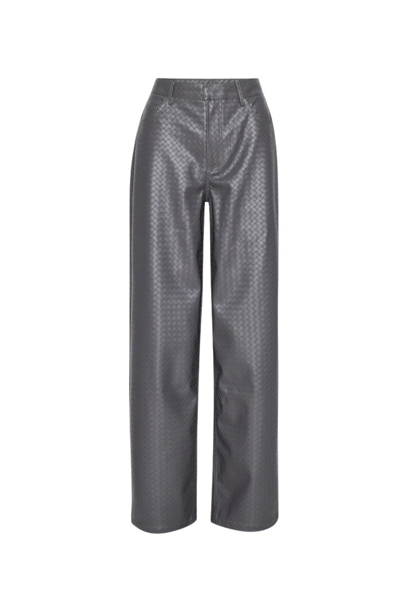 Rotate-Birger-Christensen-High-Waist-Braided-Pants-Dark-Grey66305_nobg Rotate Gray Pants luxury Clothing from Luxury Handbags Marketplace