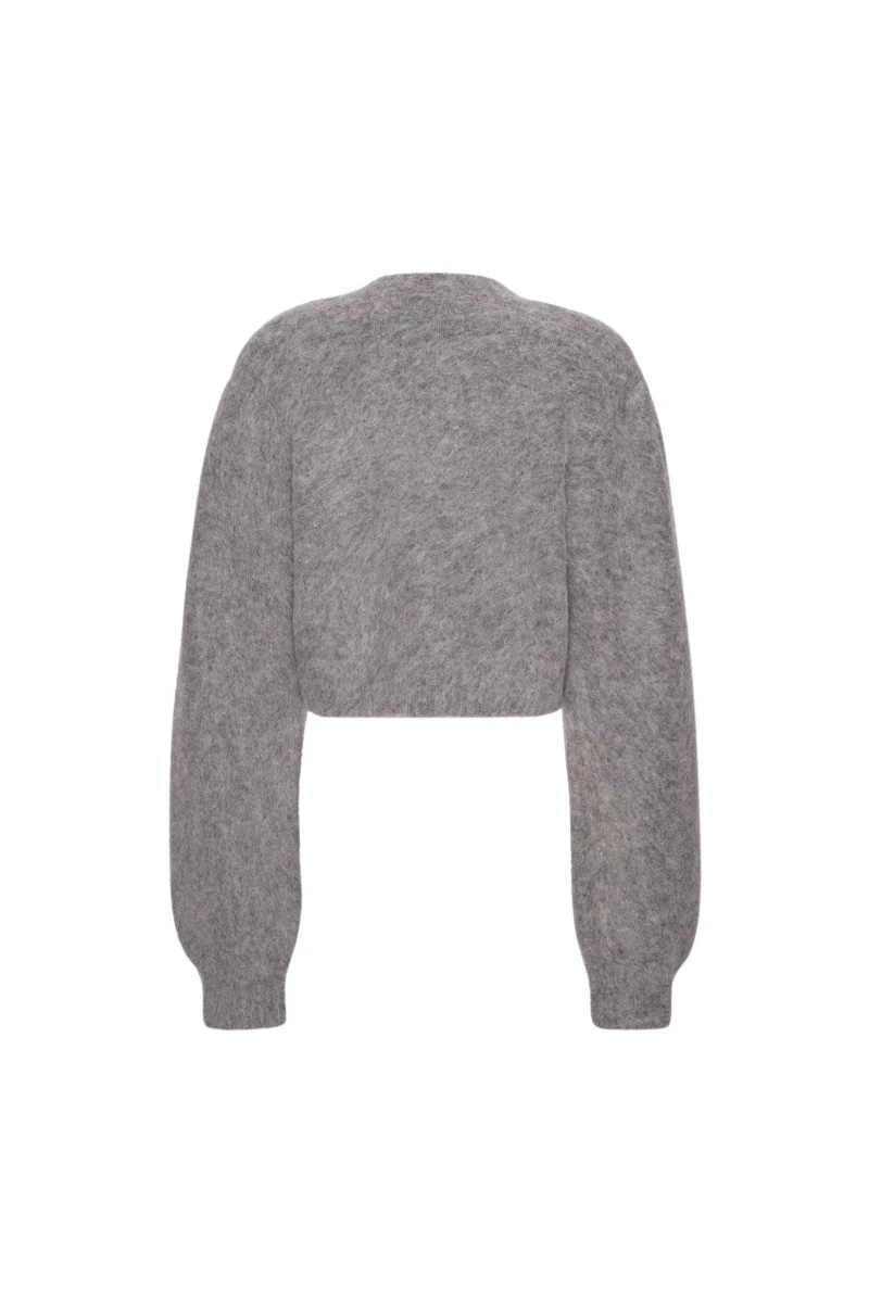Rotate-Birger-Christensen-Knit-Cropped-Cardigan-Grey49159_nobg Rotate Gray Dresses luxury Clothing from Luxury Handbags Marketplace