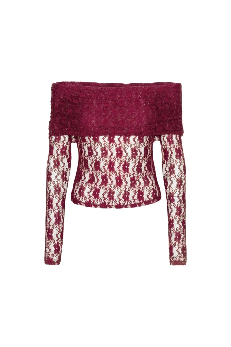 Rotate-Birger-Christensen-Lace-Ls-Top-Bordeaux43020_nobg Rotate Blue Coats luxury Clothing from Luxury Handbags Marketplace