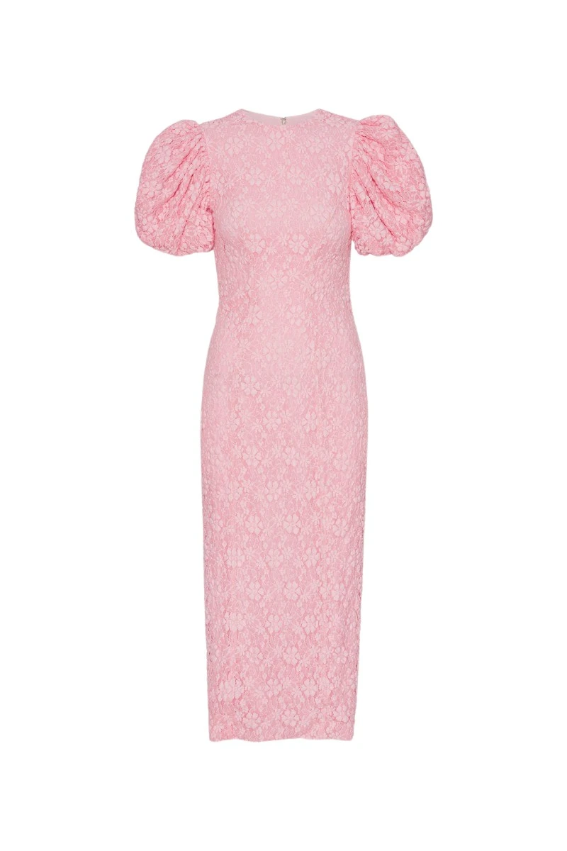 Rotate-Birger-Christensen-Lace-Midi-Fitted-Dress-Pink-157080_nobg Rotate Pink Dresses luxury Clothing from Luxury Handbags Marketplace