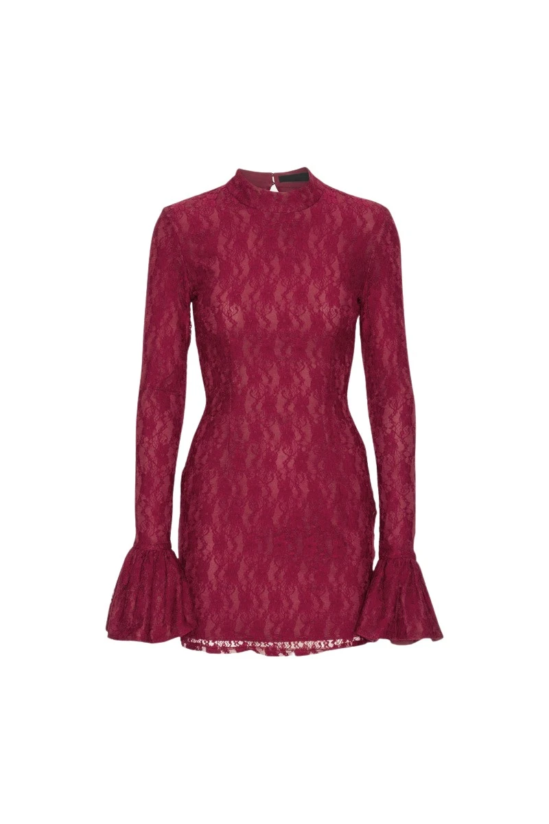 Rotate-Birger-Christensen-Lace-Mini-Dress-Bordeaux54500_nobg Rotate Blue Tops luxury Clothing from Luxury Handbags Marketplace