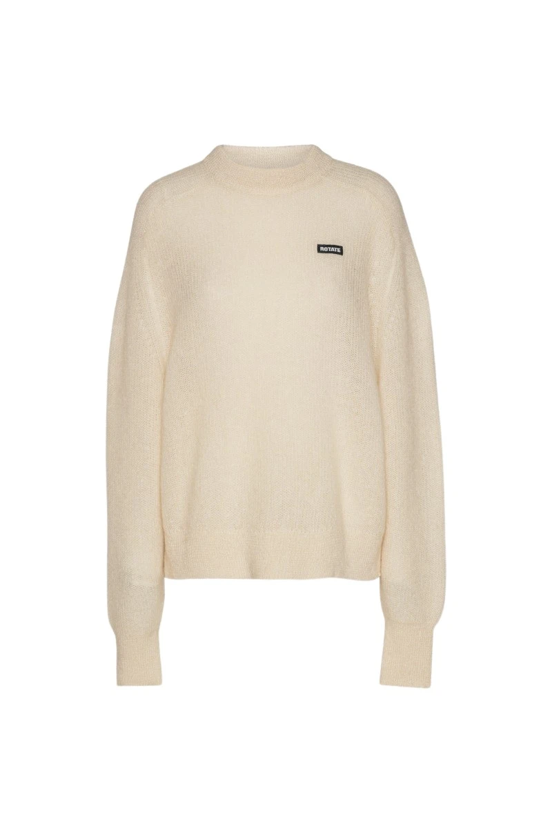 Rotate-Birger-Christensen-Light-Knit-Logo-Sweater-Egret51187_nobg Rotate Ivory Knitwear luxury Clothing from Luxury Handbags Marketplace