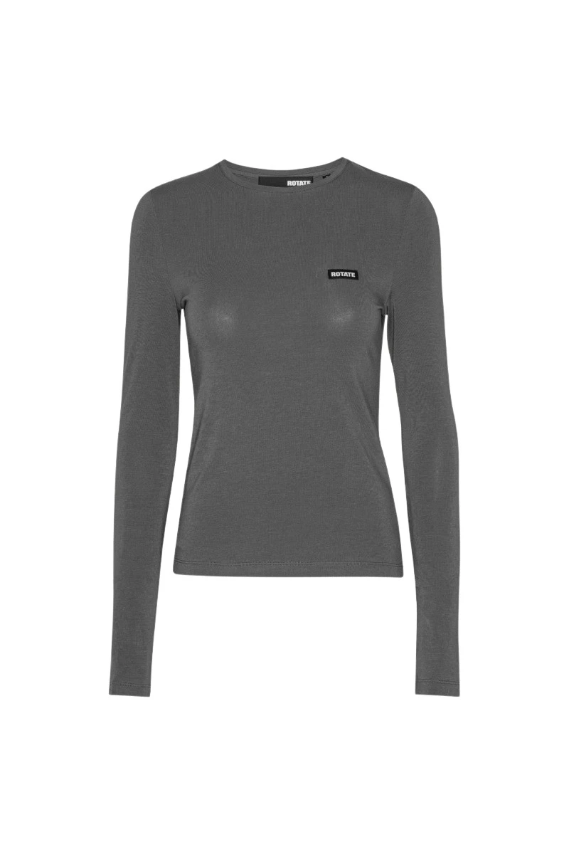 Rotate-Birger-Christensen-Long-Sleeve-T-Shirt-Dark-Grey90755_nobg Rotate Gray Tops luxury Clothing from Luxury Handbags Marketplace