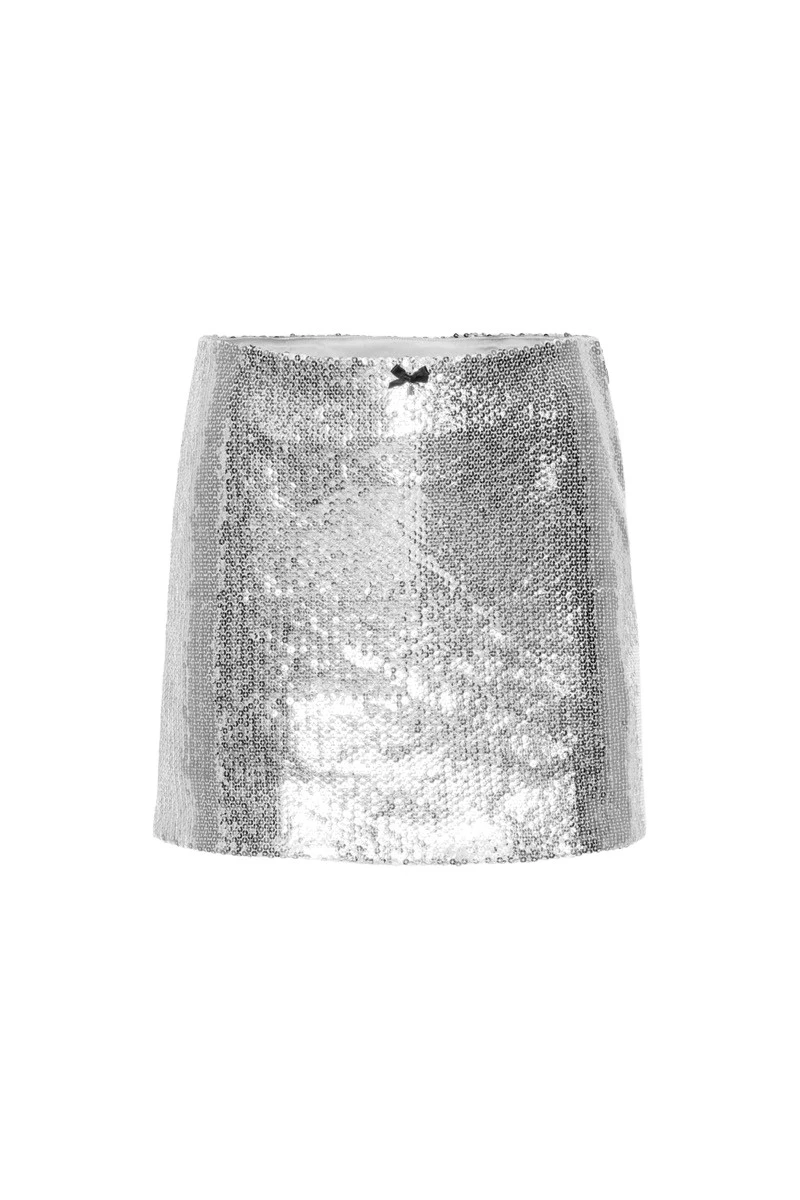 Rotate-Birger-Christensen-Sequin-Mini-Skirt-Silver85143_nobg Rotate Black Skirts luxury Clothing from Luxury Handbags Marketplace
