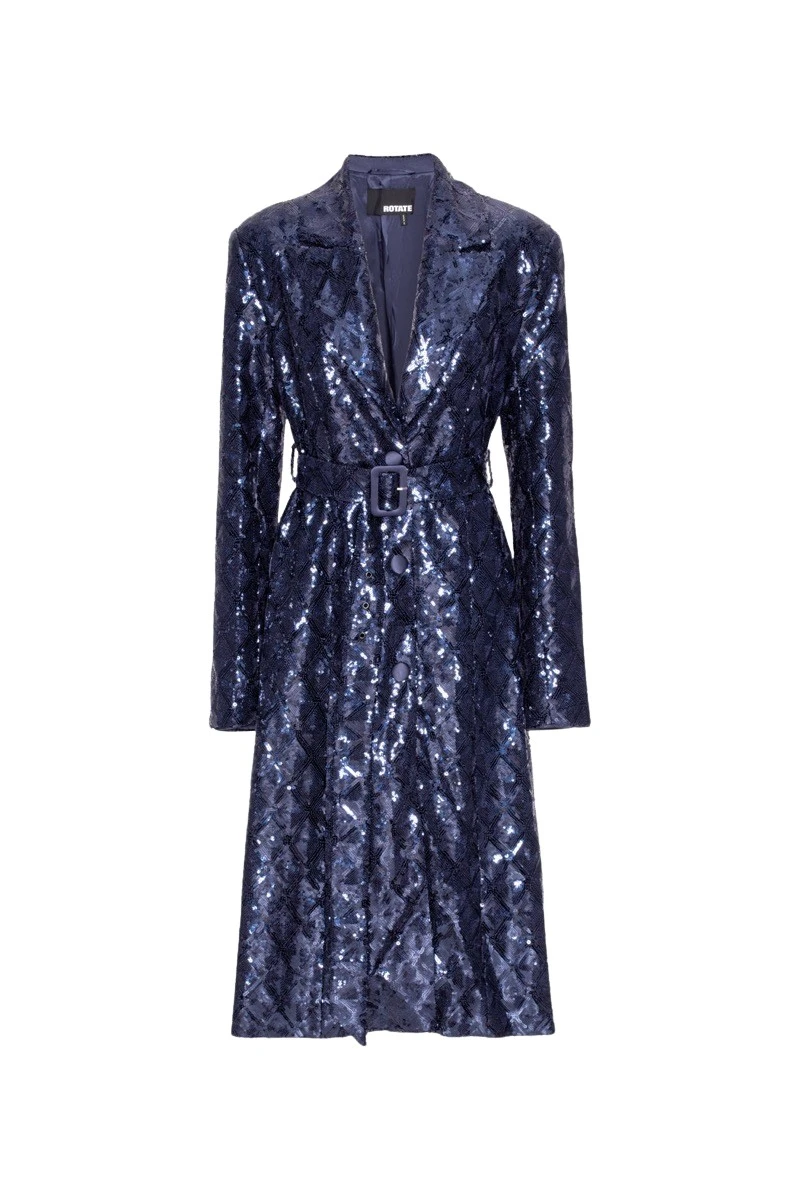 Rotate-Birger-Christensen-Sequins-A-Line-Coat-Dark-Blue69352_nobg Rotate Gray Dresses luxury Clothing from Luxury Handbags Marketplace