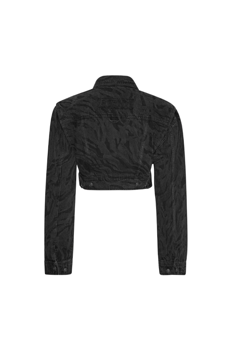 Rotate-Birger-Christensen-Zebra-Denim-Jacket-Black84563_nobg Rotate Black Jackets luxury Clothing from Luxury Handbags Marketplace