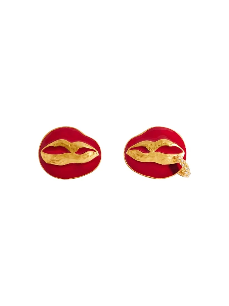 Schiaparelli-Pierced-Mouth-Earrings53695_nobg Schiaparelli Earrings luxury Earrings from Luxury Handbags Marketplace