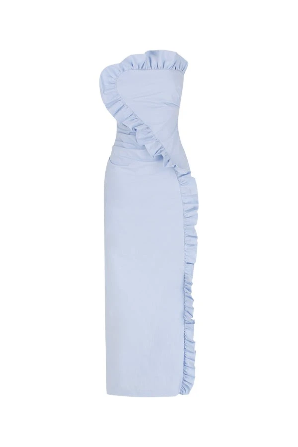 Shona-Joy-Campbell-Ruffle-Midi-Dress-Cornflower-Blue20257_nobg Shona Joy Blue Dress luxury Clothing from Luxury Handbags Marketplace