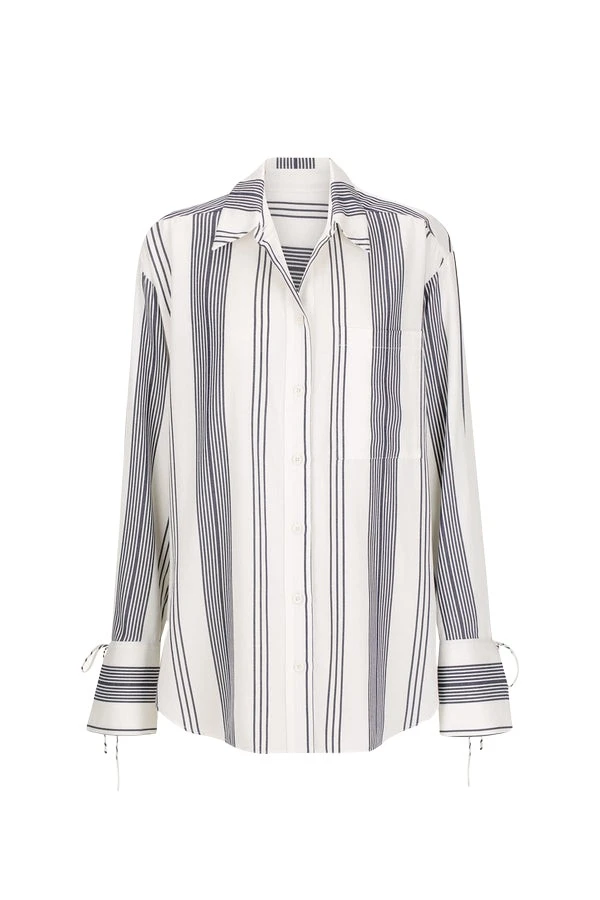 Shona-Joy-Harlow-Oversized-Shirt-Ivory-Navy35123_nobg Shona Joy Multicolour Top luxury Clothing from Luxury Handbags Marketplace