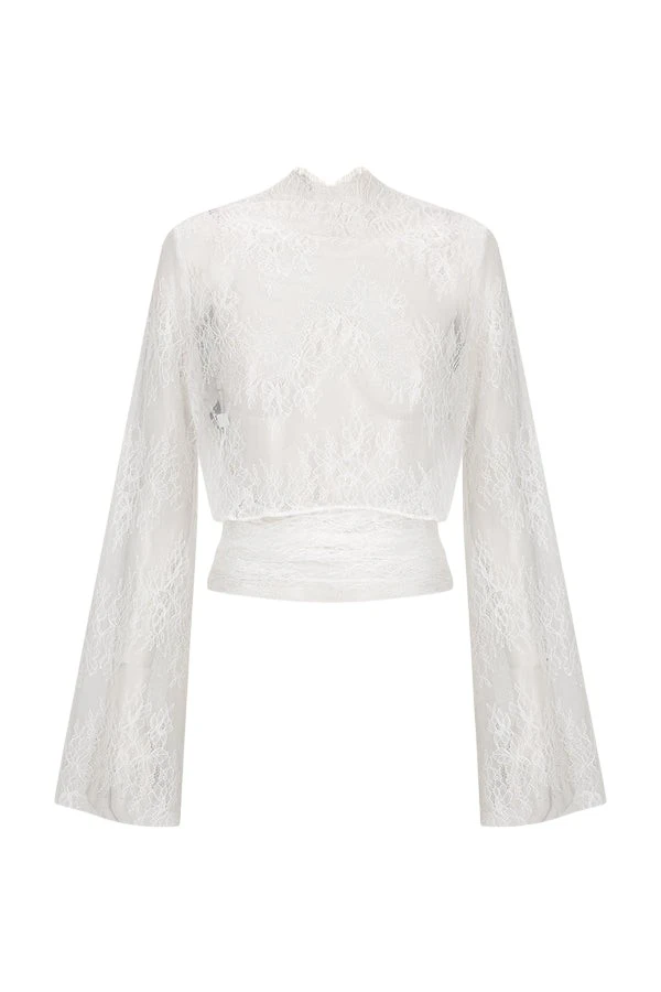 Shona-Joy-Lambent-Lace-Long-Sleeve-Tie-Top16868_nobg Shona Joy Ivory Top luxury Clothing from Luxury Handbags Marketplace