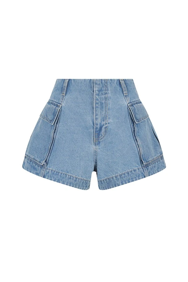 Shona-Joy-Stella-Patch-Pocket-Shorts-Mid-Blue68304_nobg Shona Joy Blue Short luxury Clothing from Luxury Handbags Marketplace