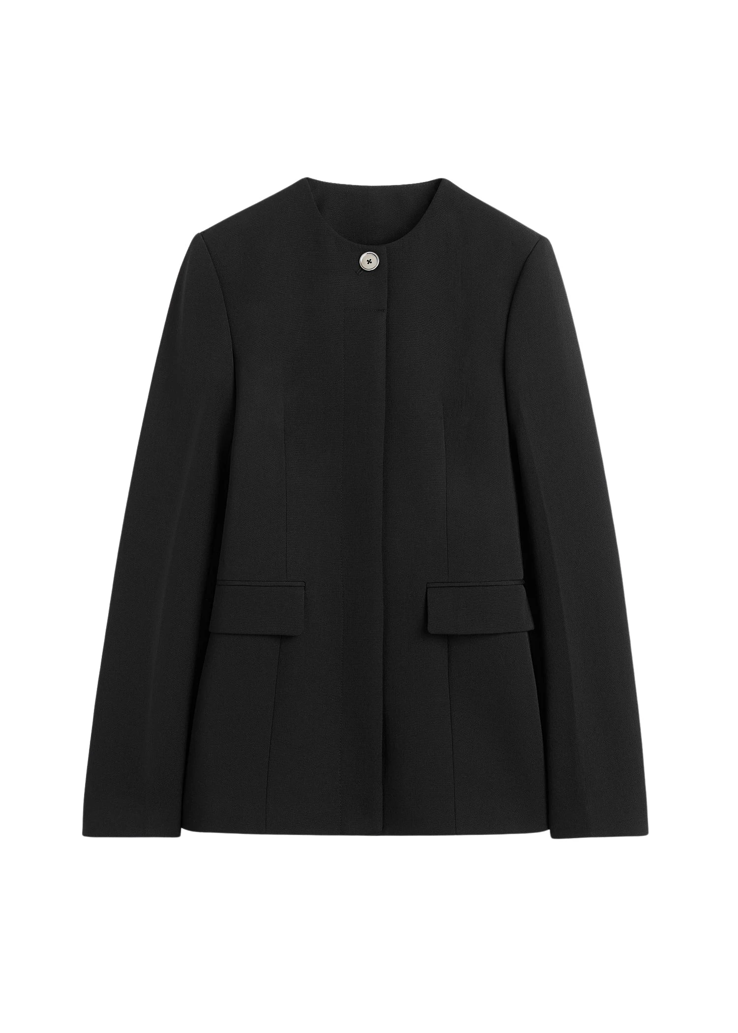 Toteme-Collarless-cinched-jacket-black-521054_nobg Toteme Jackets luxury Clothing from Luxury Handbags Marketplace