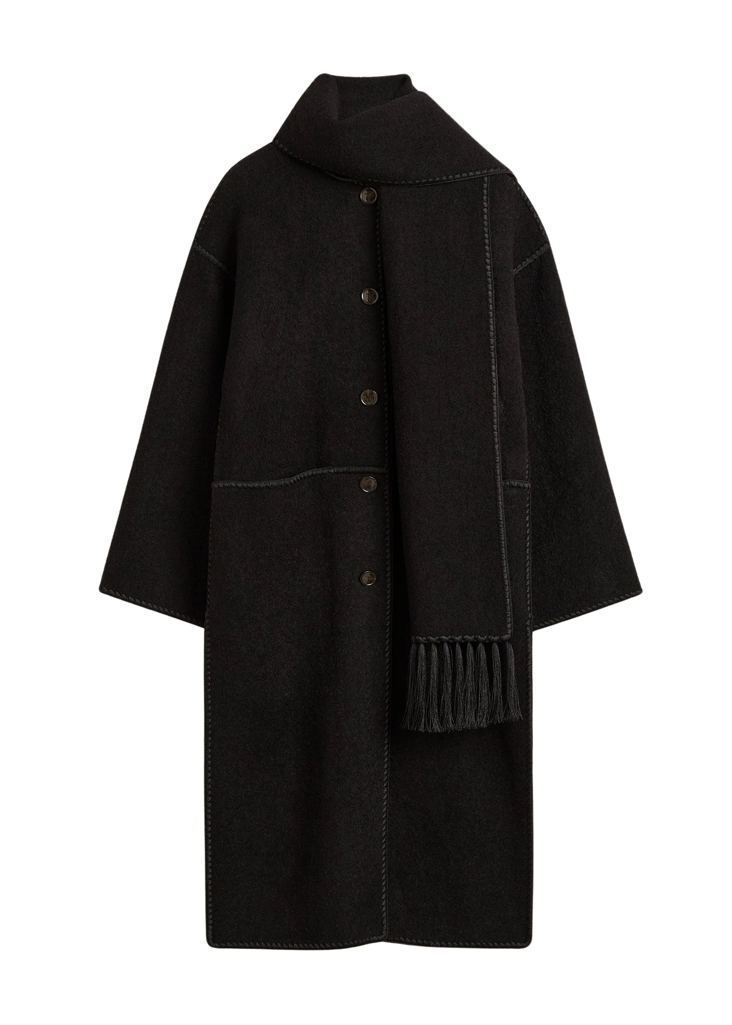 Toteme-Embroidered-scarf-coat-black-527092_nobg Toteme Coats luxury Clothing from Luxury Handbags Marketplace