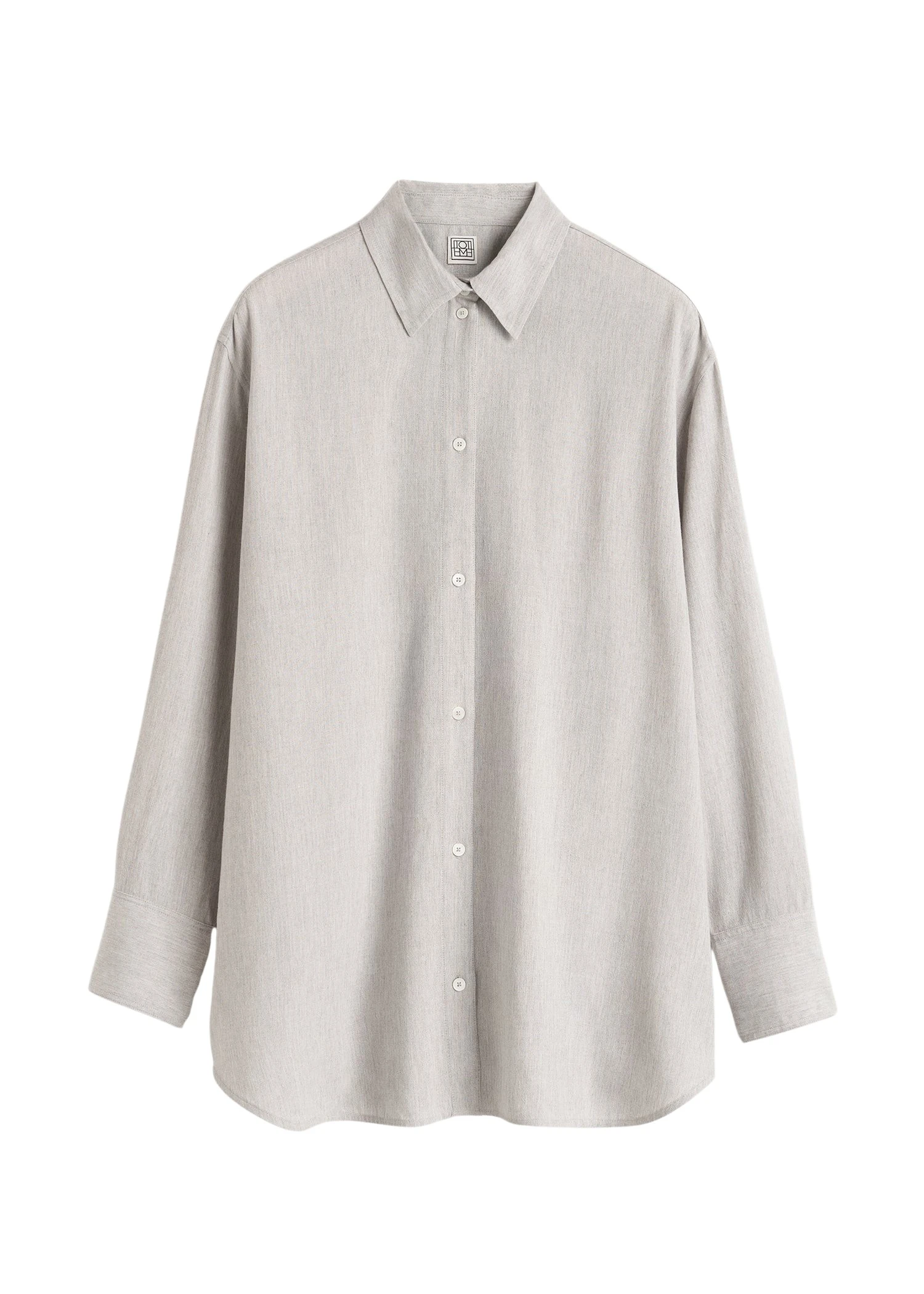 Toteme-Fluid-viscose-blend-shirt-pale-grey-melange-536057_nobg Toteme Tops luxury Clothing from Luxury Handbags Marketplace