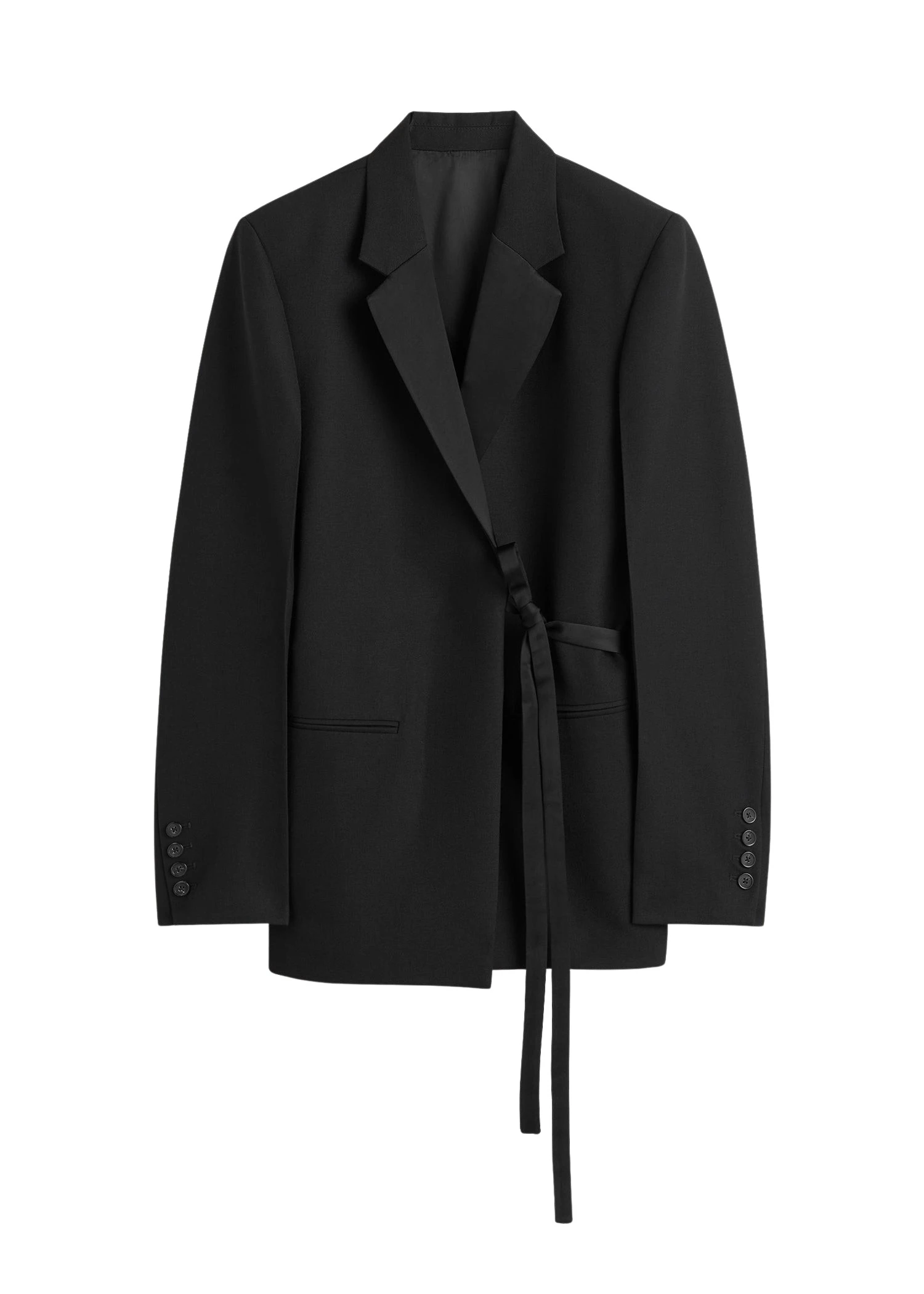 Toteme-Satin-lapel-wrap-blazer-black-590137_nobg Toteme Jackets luxury Clothing from Luxury Handbags Marketplace
