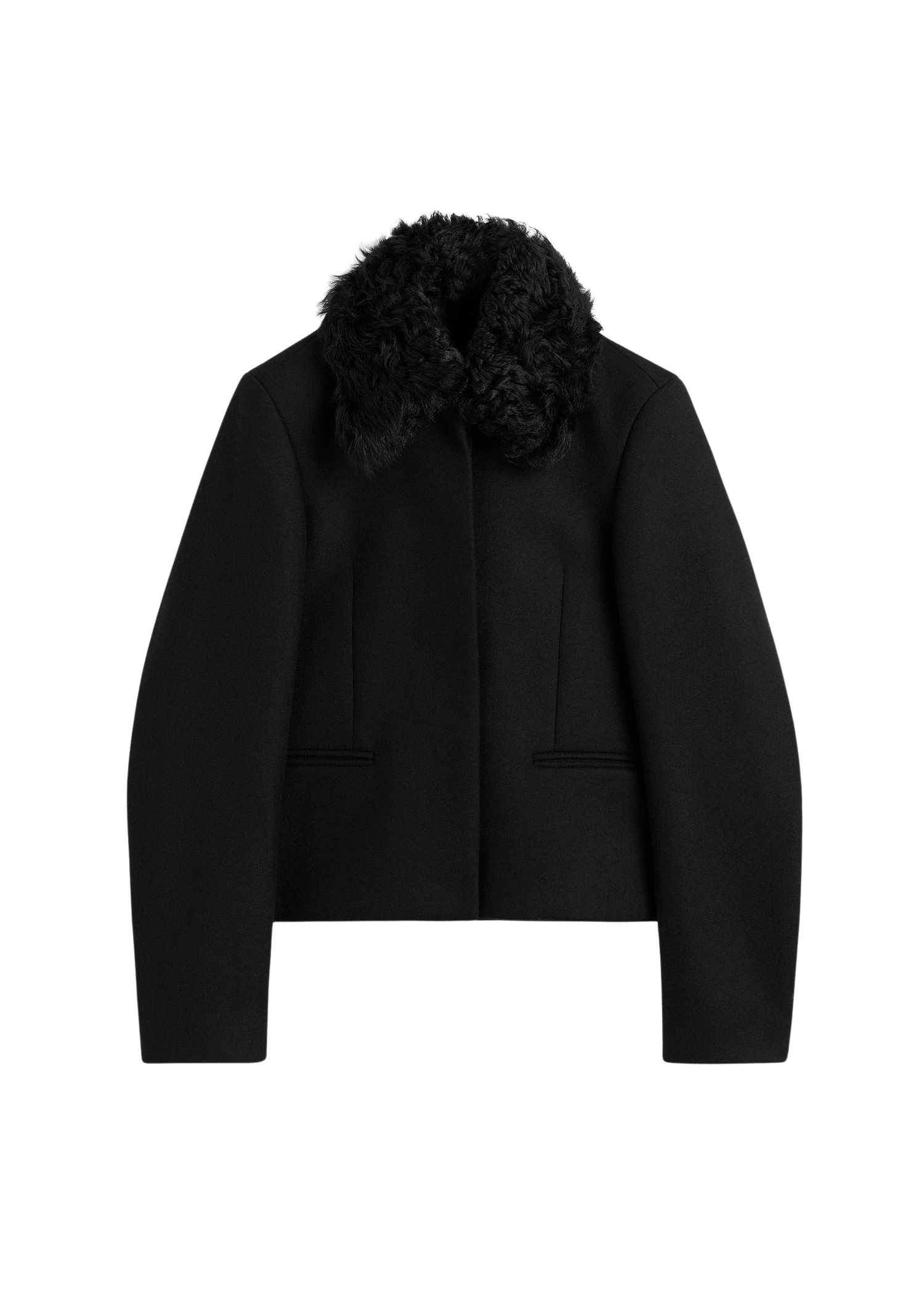 Toteme-Shearling-collar-jacket-black-596554_nobg Toteme Jackets luxury Clothing from Luxury Handbags Marketplace