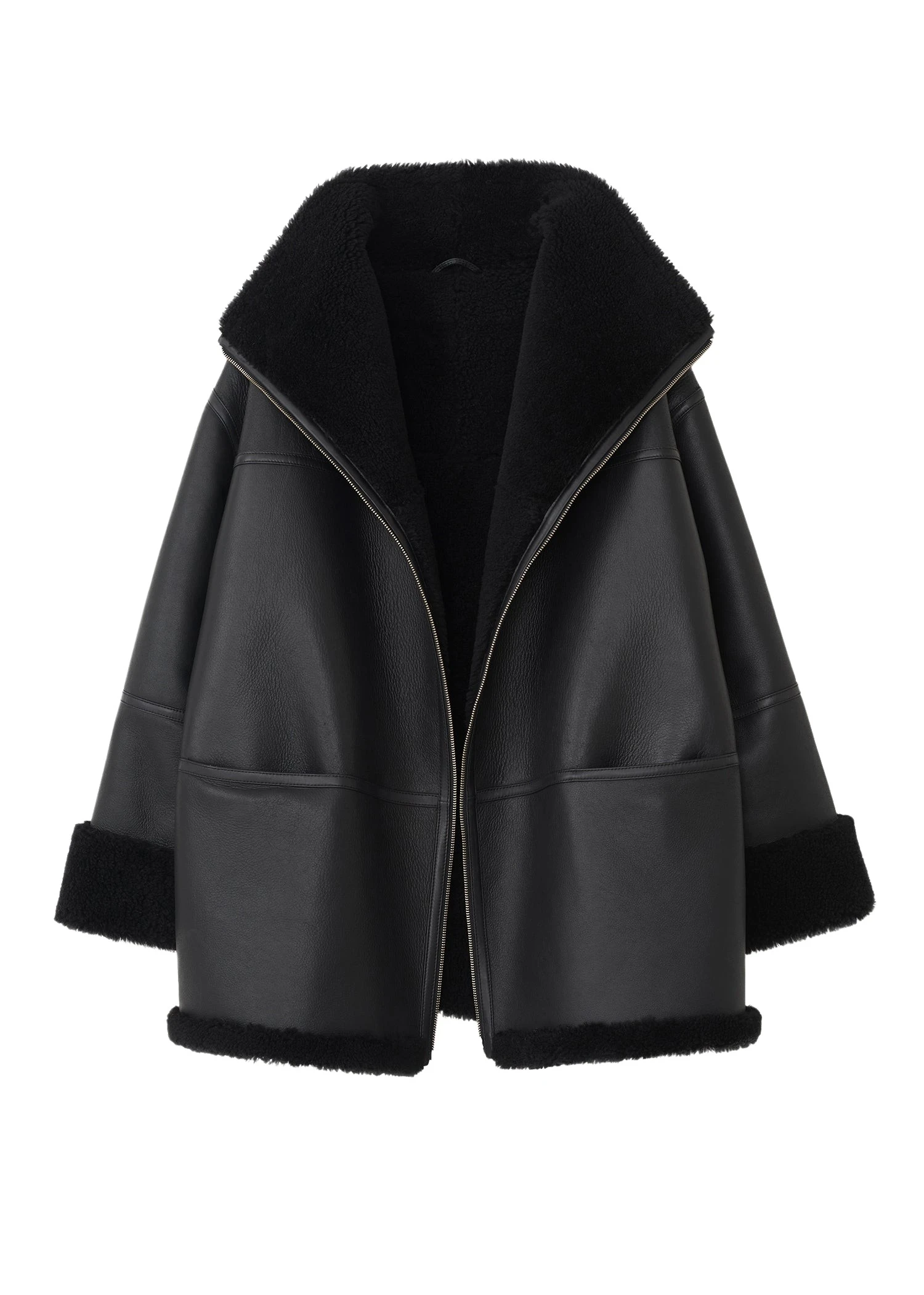 Toteme-Signature-shearling-jacket-black-579314_nobg Toteme Jackets luxury Clothing from Luxury Handbags Marketplace